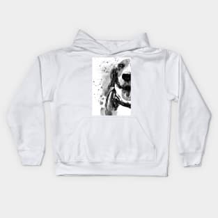 Black and White Half Faced Beagle Kids Hoodie